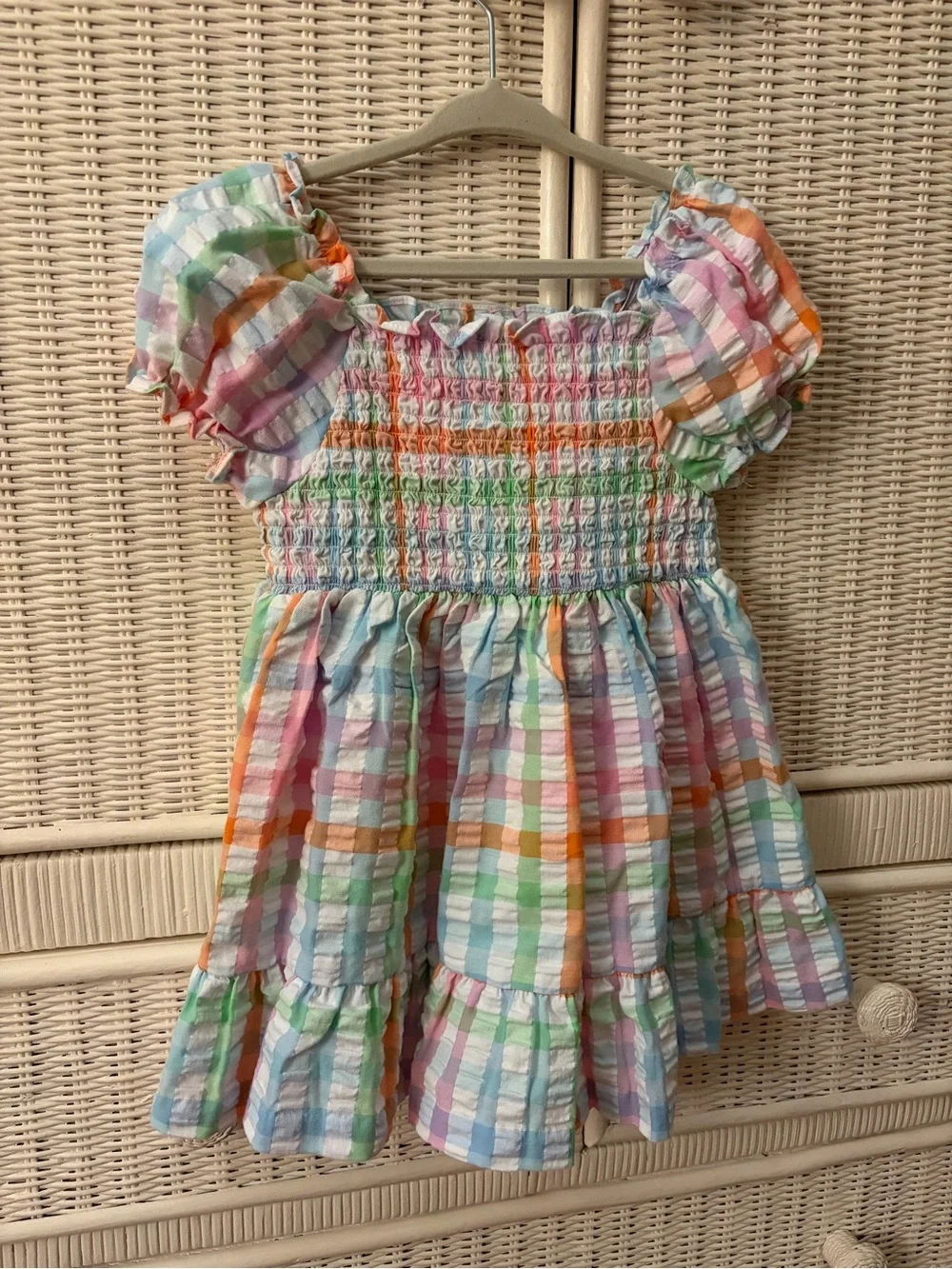 Toddler Girls Pastel Rainbow Smocked Dress 3T NWOT